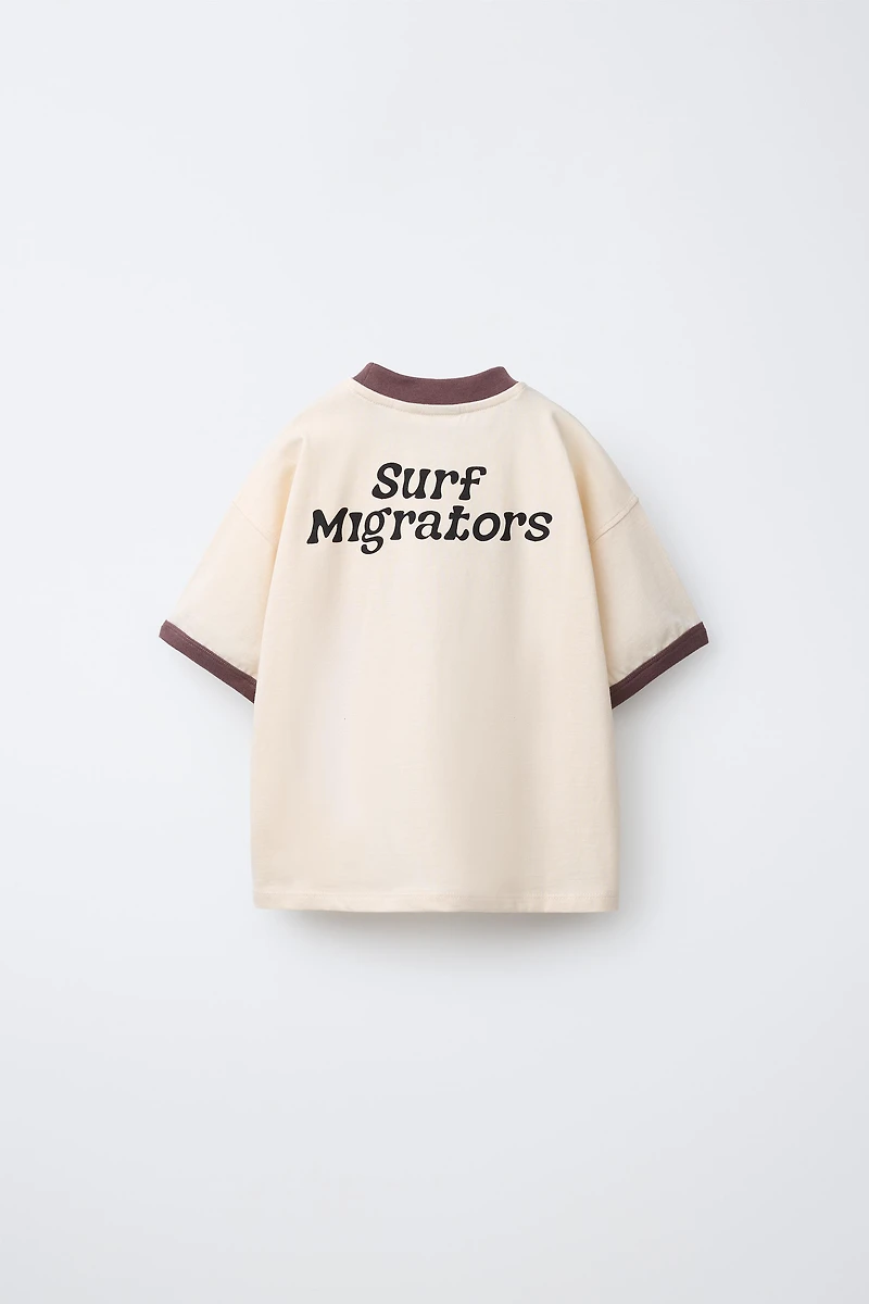 CONTRASTING TEXT PRINT T-SHIRT