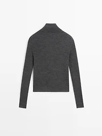 Wool zip-up cardigan