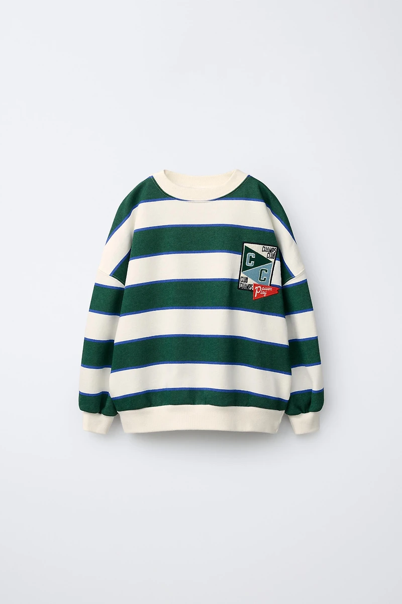 STRIPED PATCH SWEATSHIRT