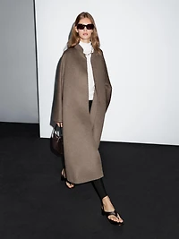 Manteau long ouvert en laine mélangée