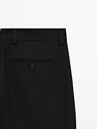 Three-ply wool barrel fit trousers
