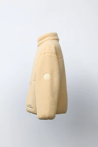 ZIP FAUX SHEARLING SWEATSHIRT