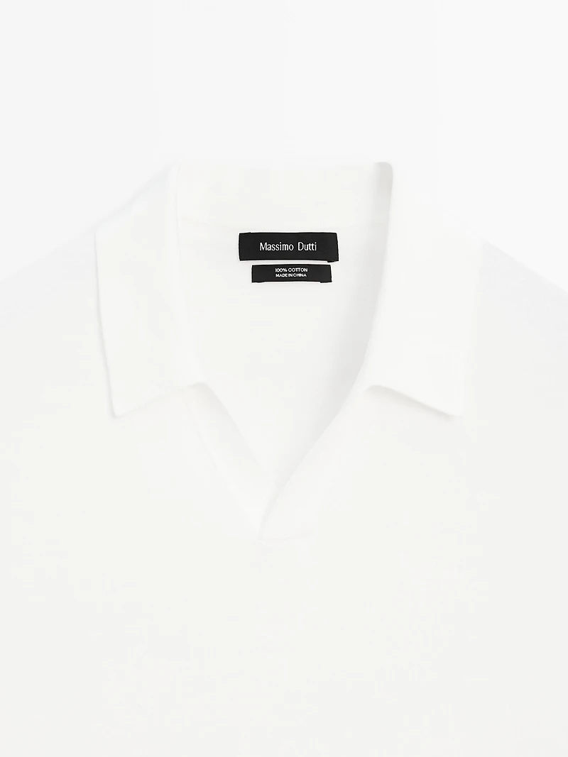 Short sleeve cotton knit polo shirt