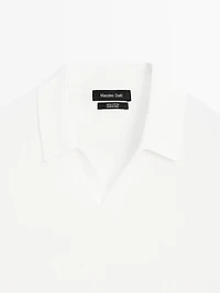 Short sleeve cotton knit polo shirt