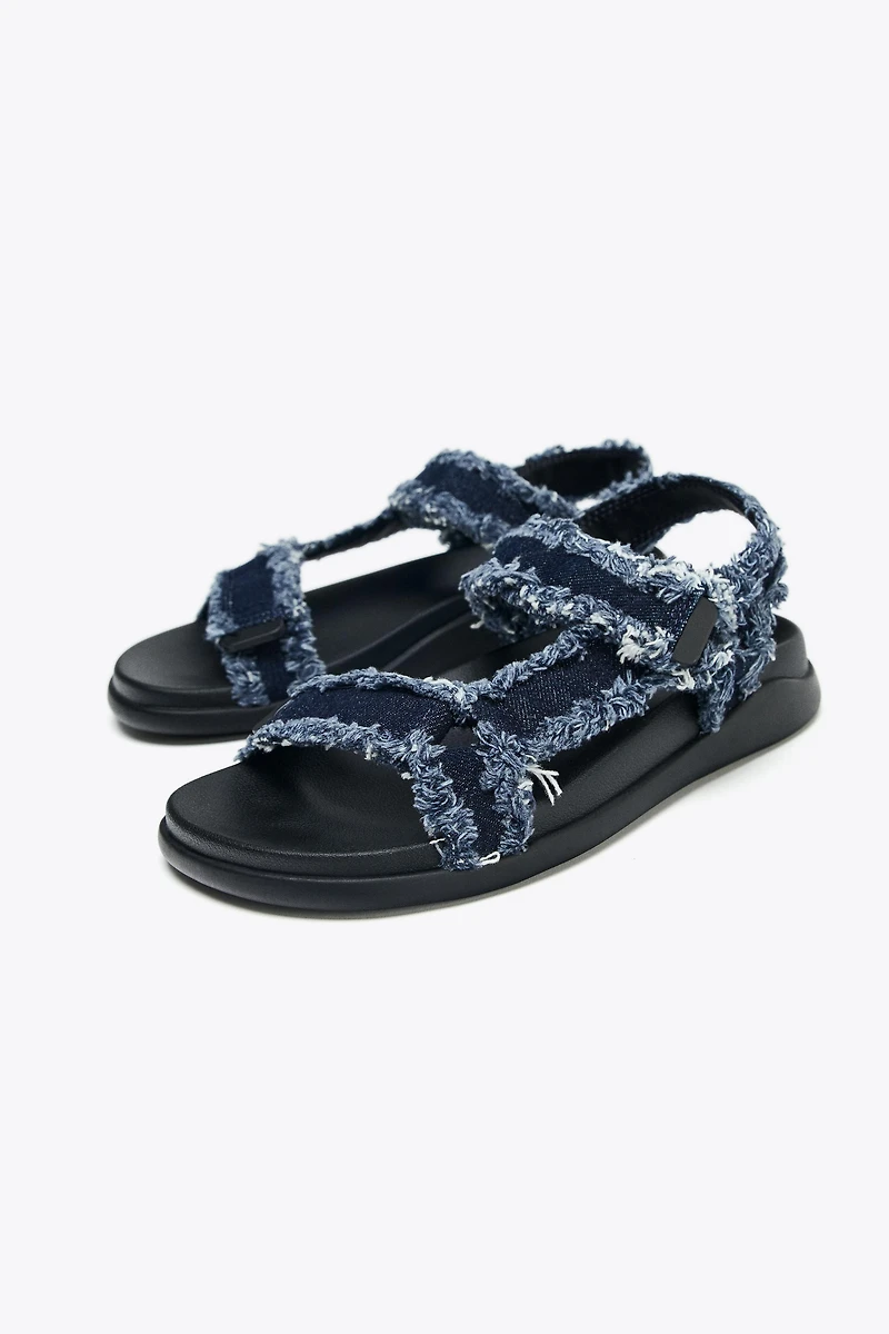 DENIM PLATFORM SANDALS