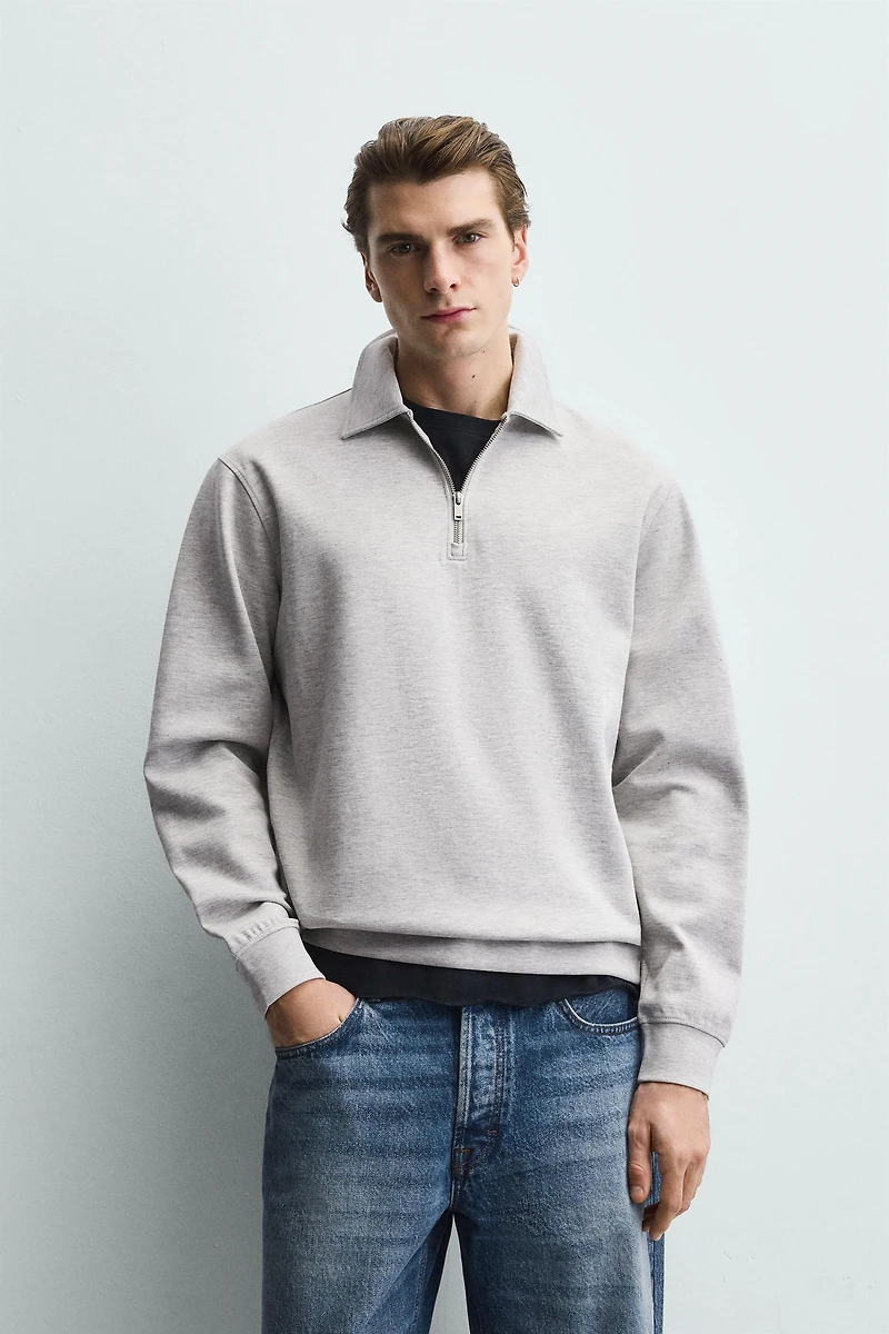 INTERLOCK ZIP POLO SWEATSHIRT
