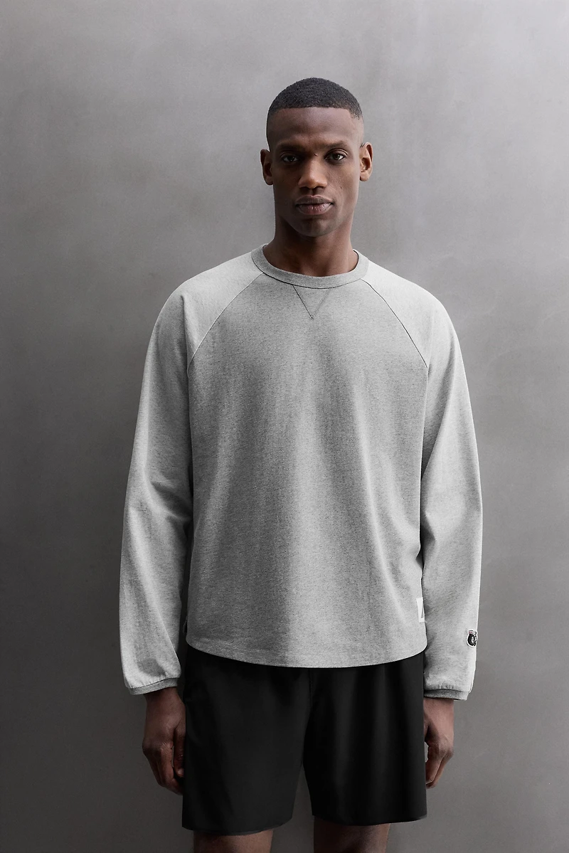 T-SHIRT COLOR BLOCK MANCHES LONGUES BRODÉ