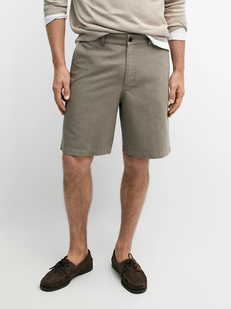 Linen blend Bermuda shorts