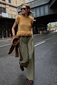 PAPER BAG BELTED PANTS