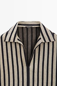 Oversize striped linen blend blouse