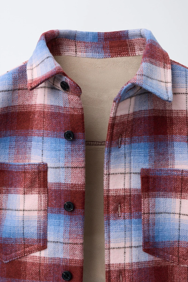 PLAID FLEECE LINED OVERSHIRT