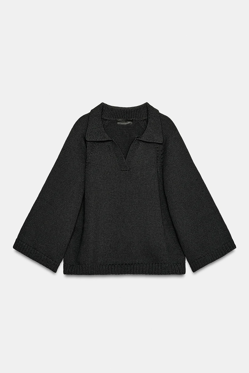 KNIT POLO SWEATER