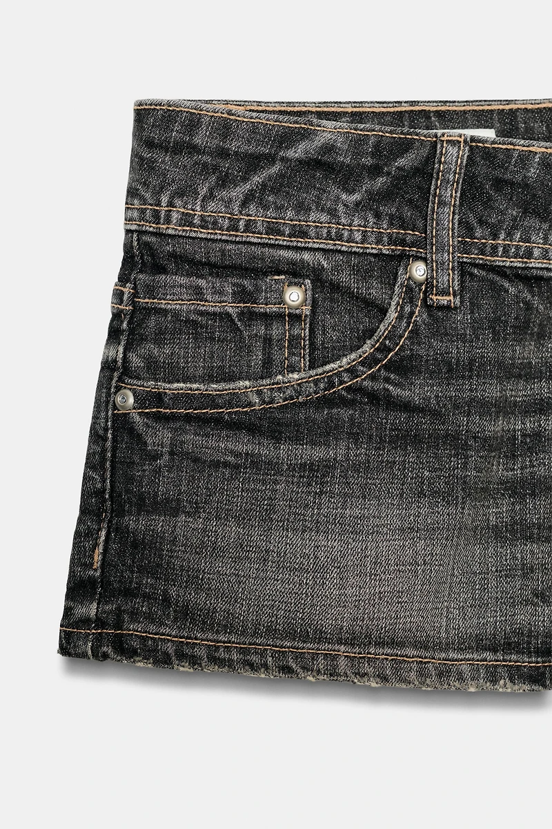 TRF LOW-RISE DENIM MINI SHORTS