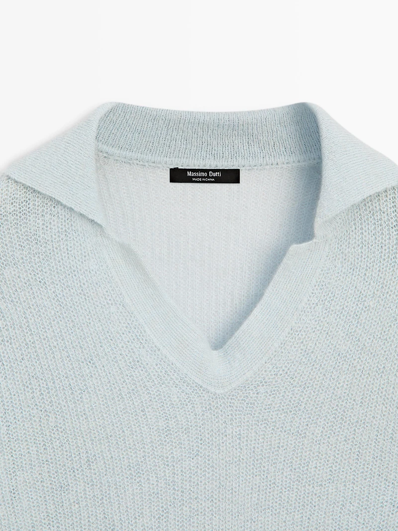 Pull polo alpaga en maille