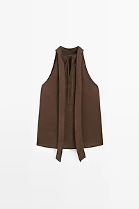 100% linen flowing halter top