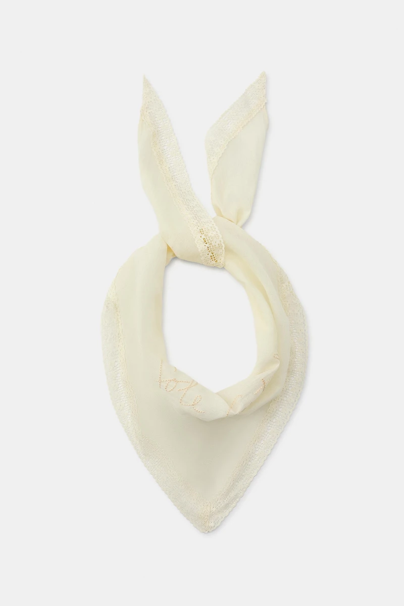 EMBROIDERED LACE BANDANA SCARF