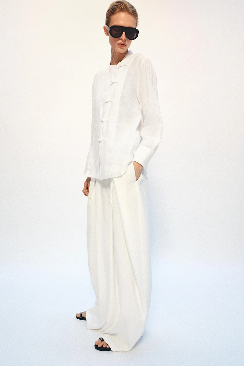 100% LINEN FIREMAN CLASP SHIRT ZW COLLECTION