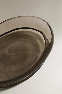 SMOKED TEXTURED GLASS BATHROOM SOAP DISH