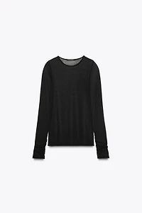SEMI-SHEER RUCHED T-SHIRT
