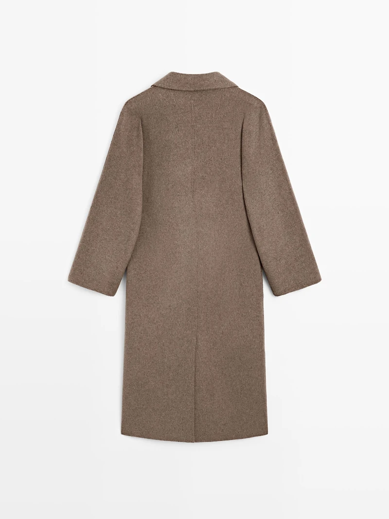 Long wool blend double-breasted coat
