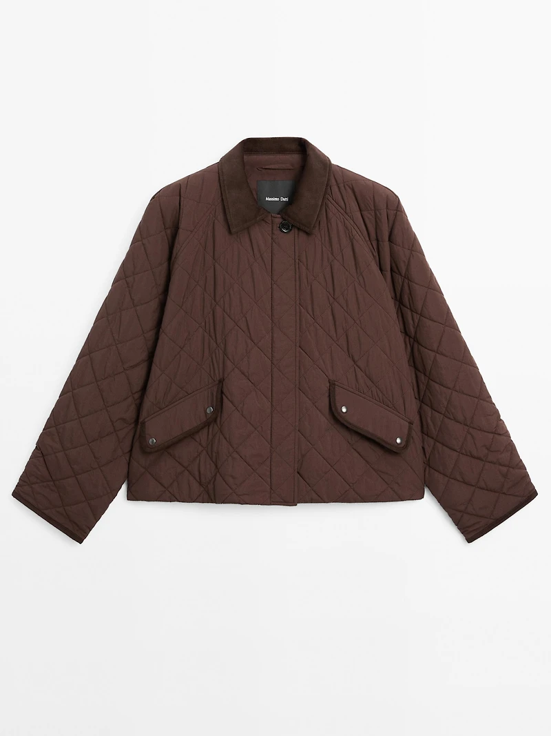 Short lightweight jacket with corduroy detail