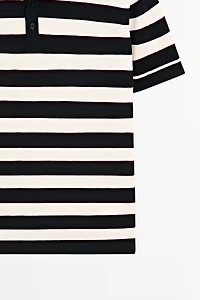 100% cotton striped knit polo shirt