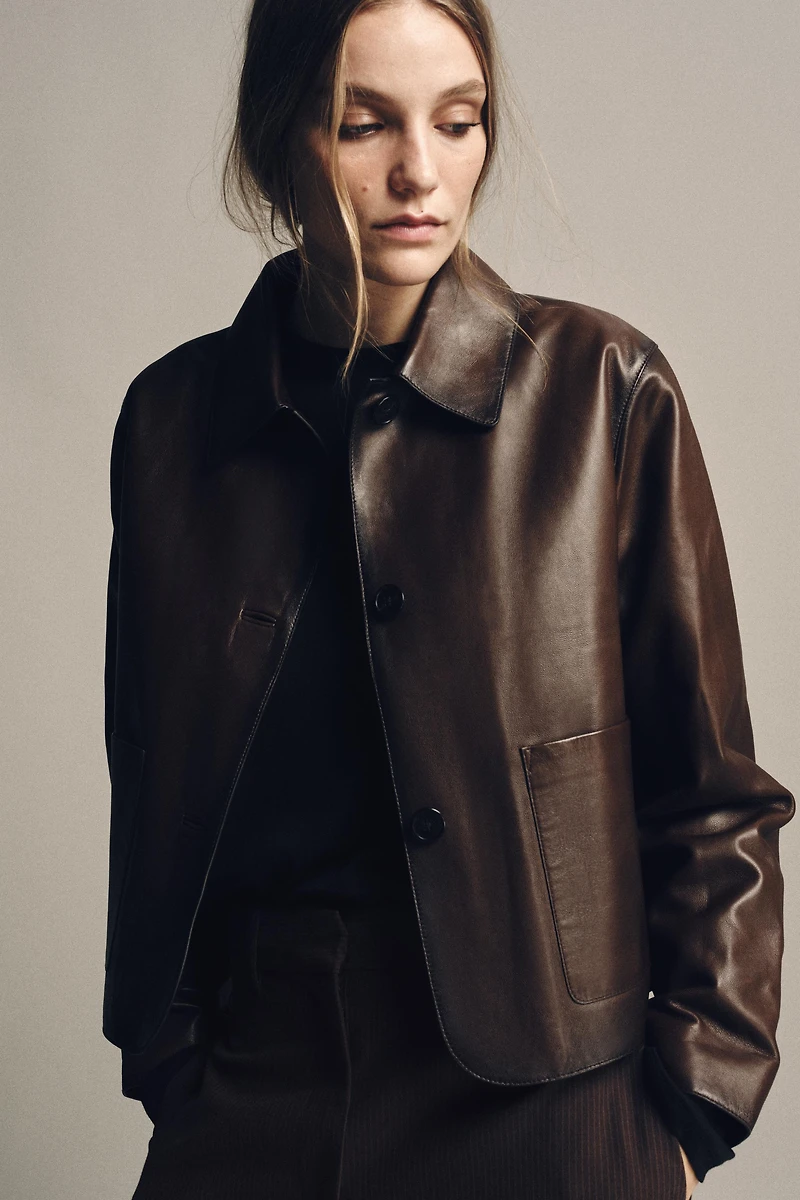 MINIMAL LEATHER JACKET ZW COLLECTION LIMITED EDITION