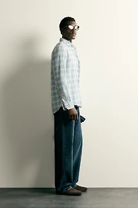REGULAR FIT WRINKLE EFFECT PLAID SHIRT