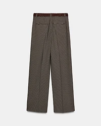 PANTALON DROIT À CARREAUX AVEC CEINTURE