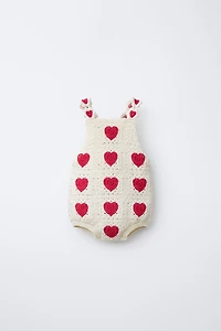 HEARTS CROCHET KNIT ROMPER