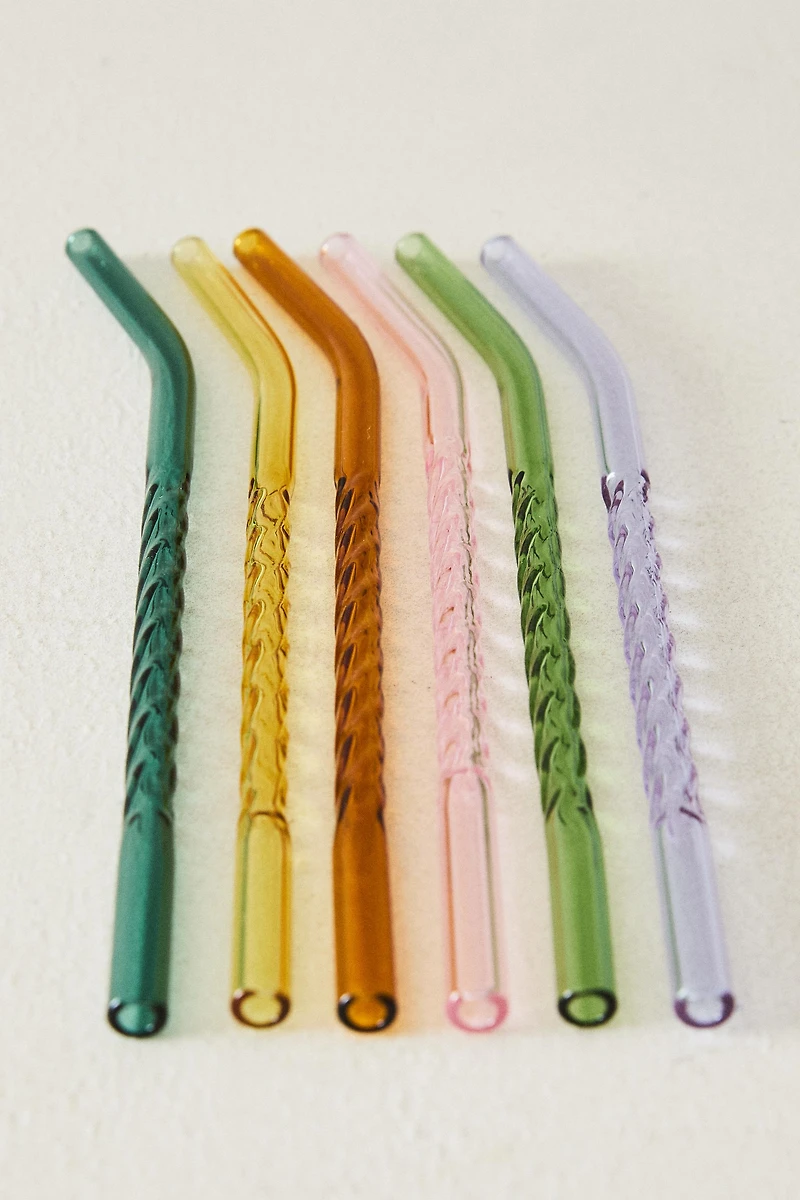COLORED BOROSILICATE GLASS STRAW PACK (PACK OF 6)