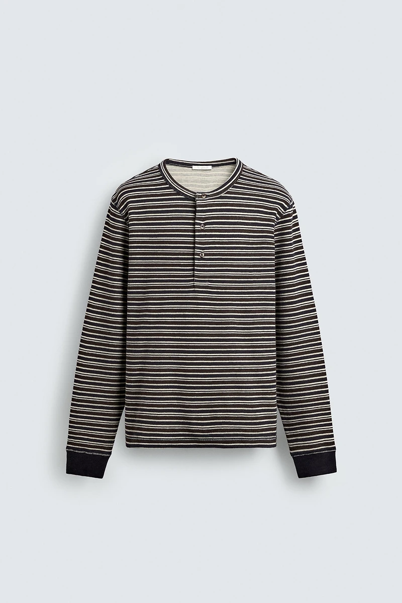 STRIPED HENLEY T-SHIRT