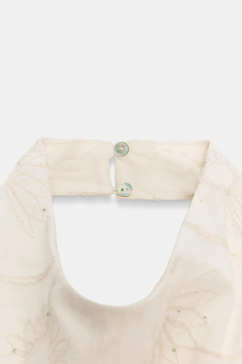EMBROIDERED SEQUIN HALTER TOP