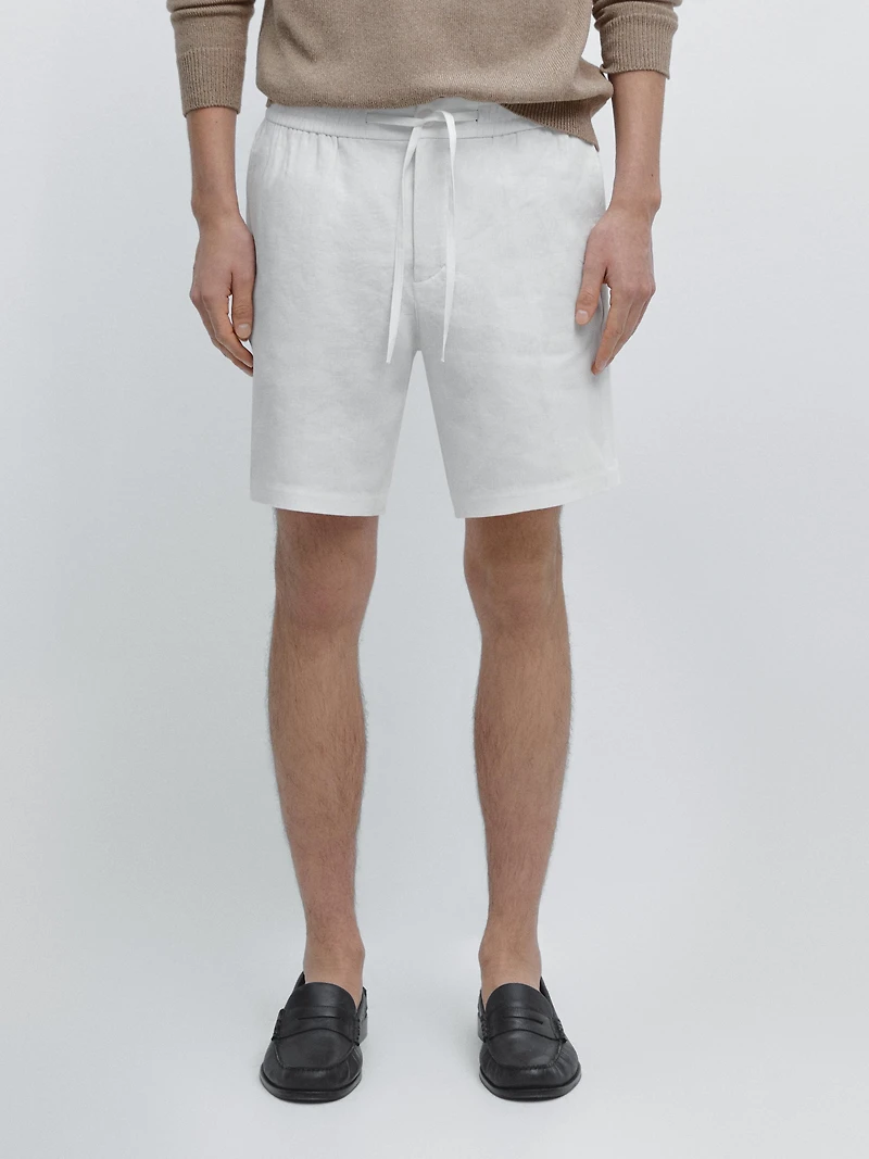 Linen jogger-fit Bermuda shorts