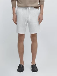 Linen jogger-fit Bermuda shorts