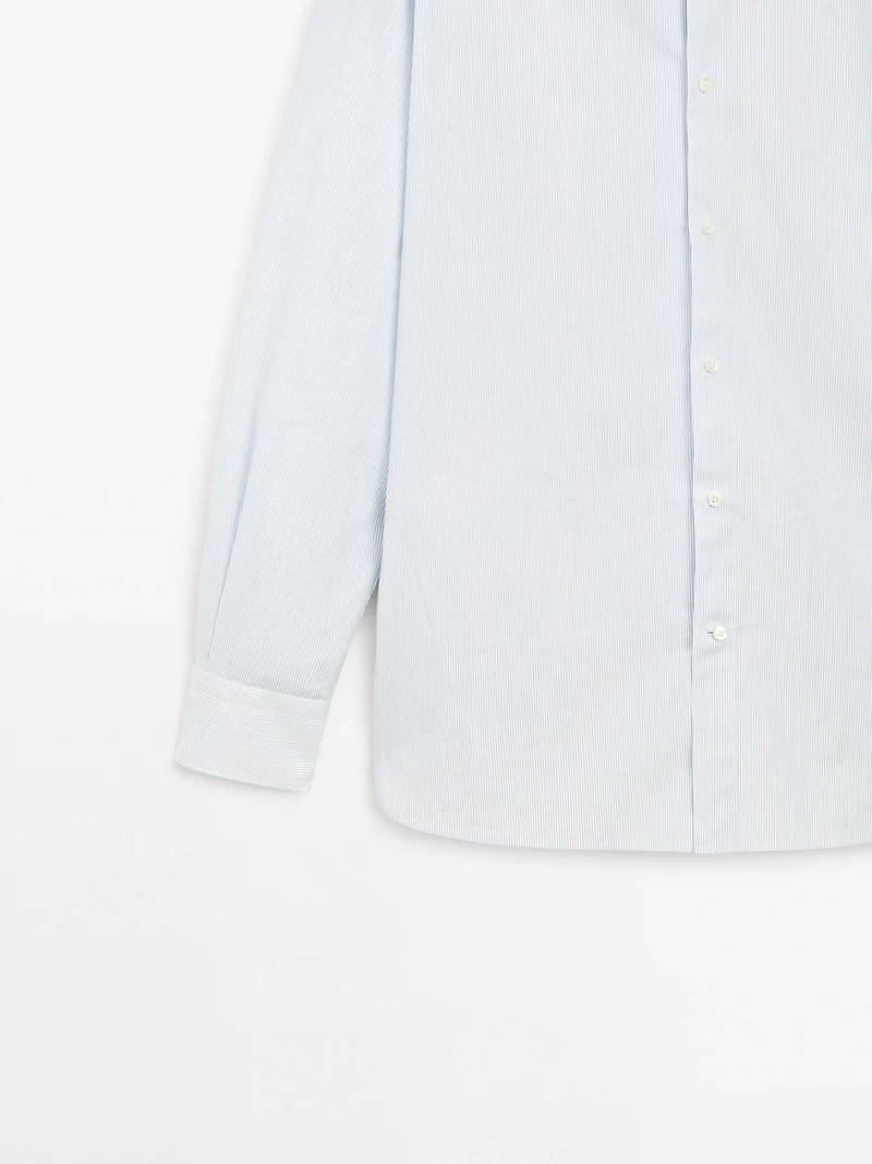 Chemise slim micro-rayures 100 % coton