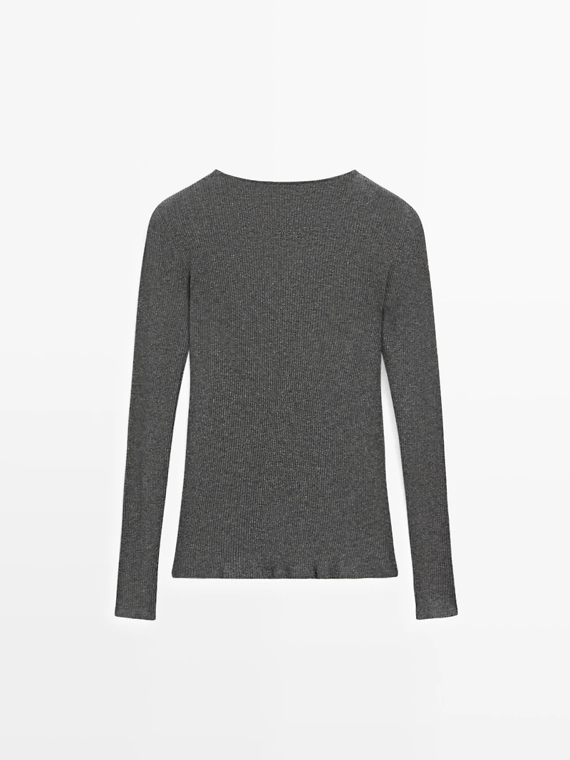 T-shirt manches longues côtelé