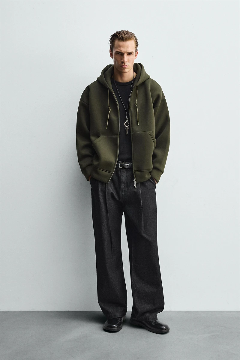 NEOPRENE EFFECT HOODIE SWEATSHIRT