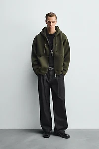 NEOPRENE EFFECT HOODIE SWEATSHIRT