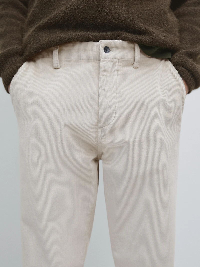 Relaxed fit corduroy denim-effect trousers