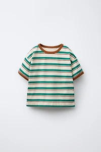 STRIPED TRIM T-SHIRT