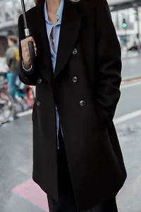 DOUBLE-BREASTED COAT WITH SHOULDER PADS