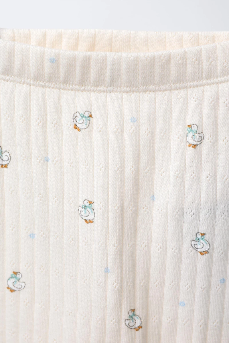 GOOSE PRINT CARDIGAN, BODYSUIT AND LEGGING SET