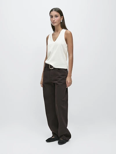 Haut col en V 100 % coton