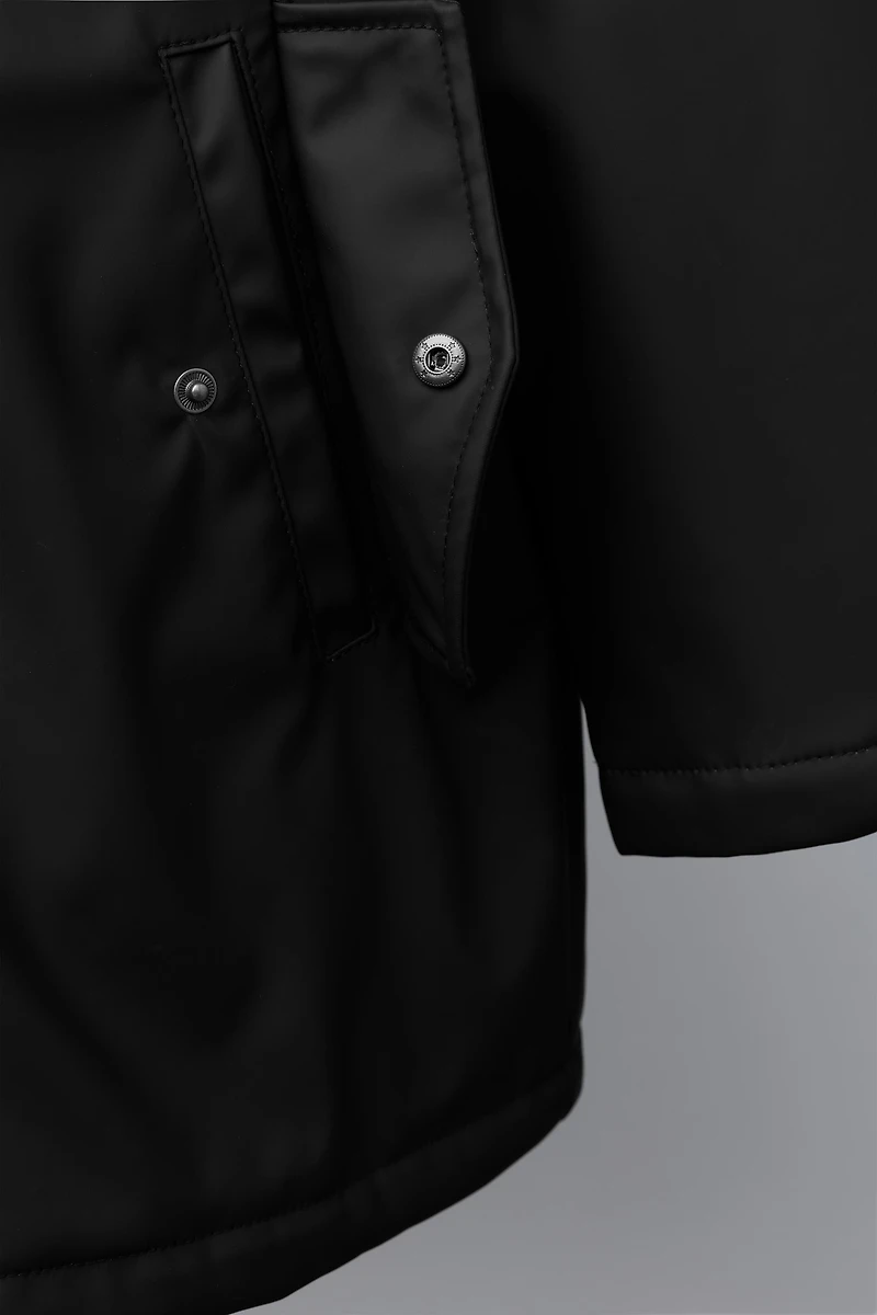 WATER REPELLENT FAUX FUR LINED RUBBERIZED JACKET