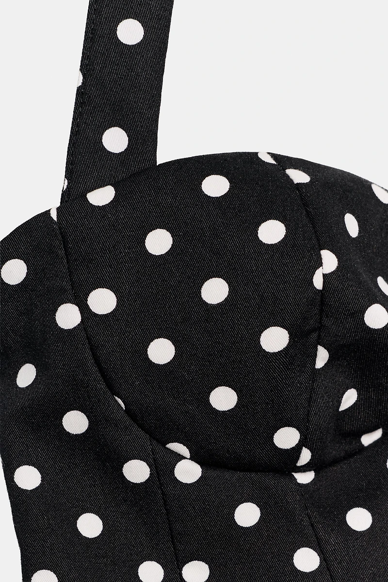 POLKA DOT ROUND NECK HALTER TOP