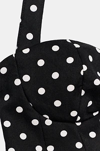 POLKA DOT ROUND NECK HALTER TOP