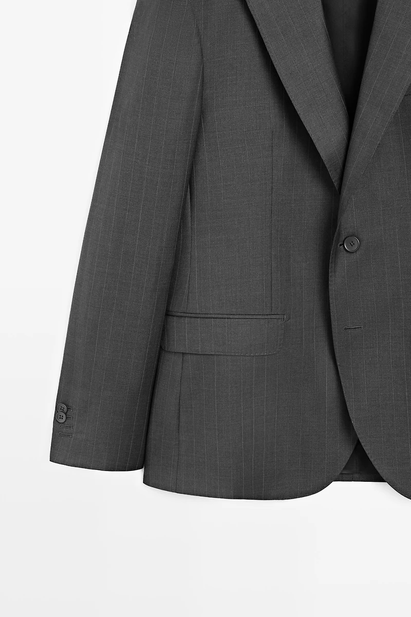100% wool striped suit blazer