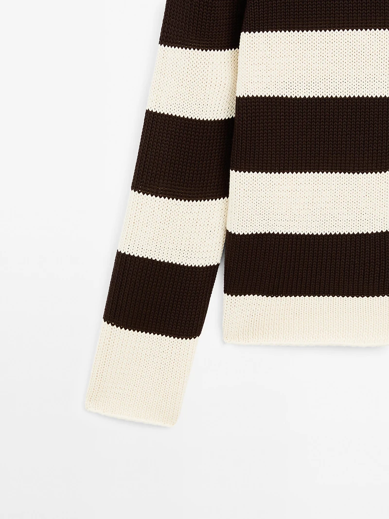 Pull à rayures en maille 100 % coton