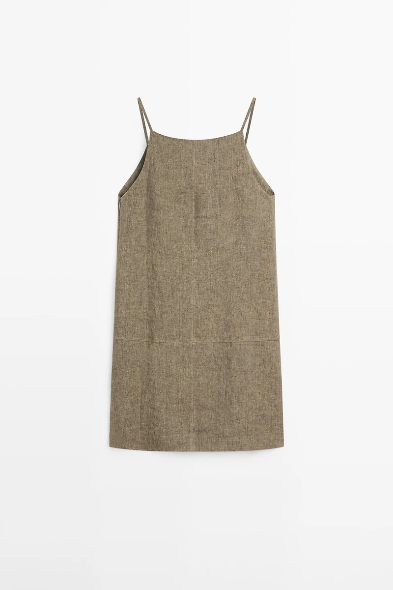 100% linen short dress